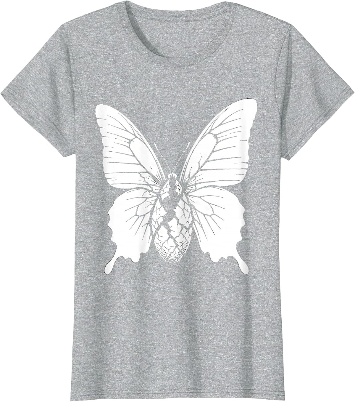 Faith Over Fear Butterfly Emerging From Cocoon T-Shirt - Heather Grey