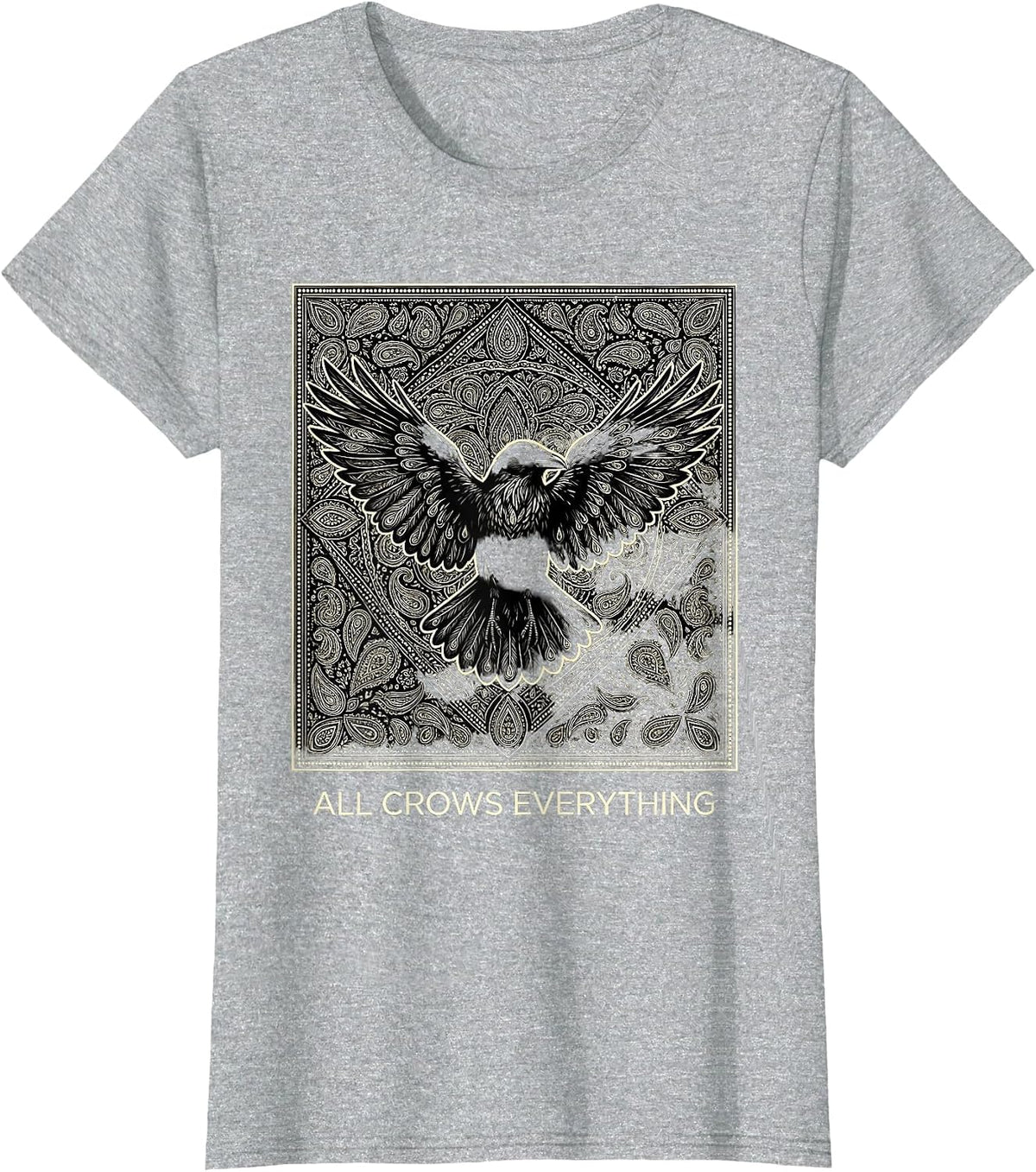 Women's All Crows Everything Crow Gang Design T-Shirt - Heather Grey