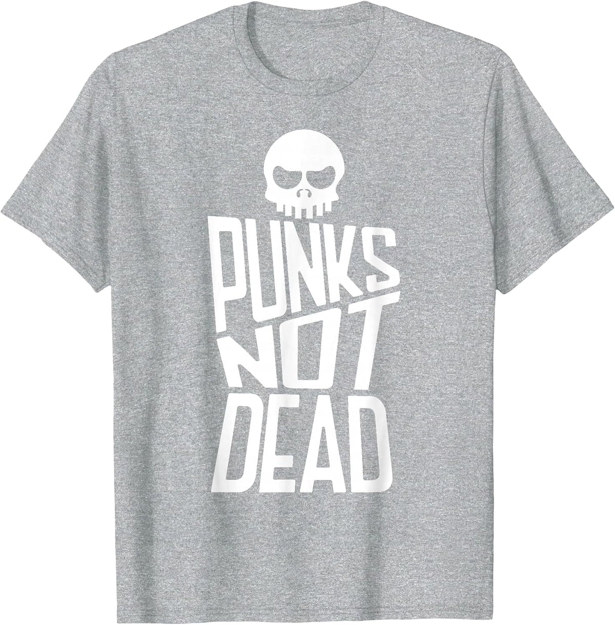 Punks Not Dead Skeleton Music Skull Aesthetic Subculture T-Shirt - Heather Grey