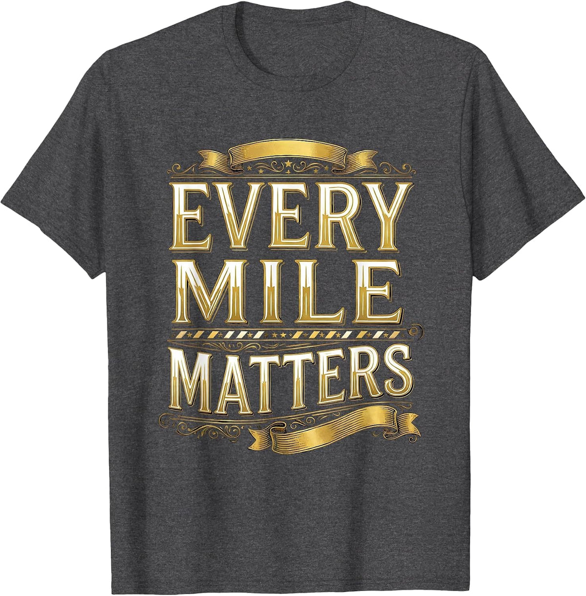 Men's Every Mile Matters Motorcycle Rider Design T-Shirt - Dark Heather Grey
