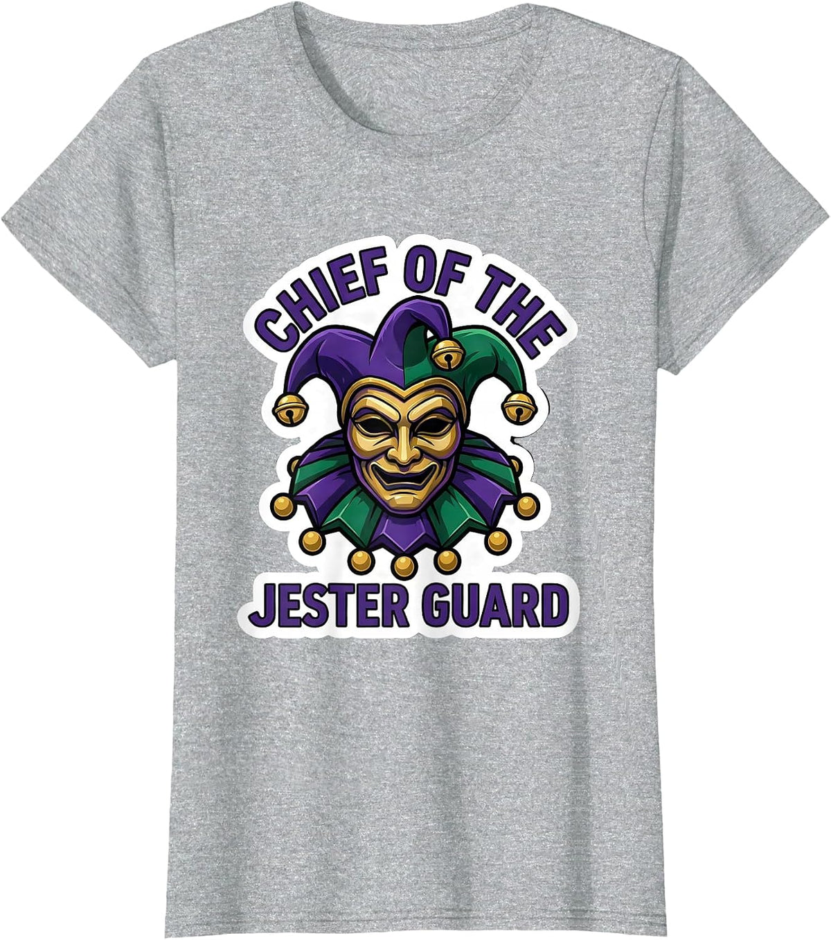 Chief of the Jester Guard Mardi Gras Carnival Party Jester T-Shirt - Heather Grey