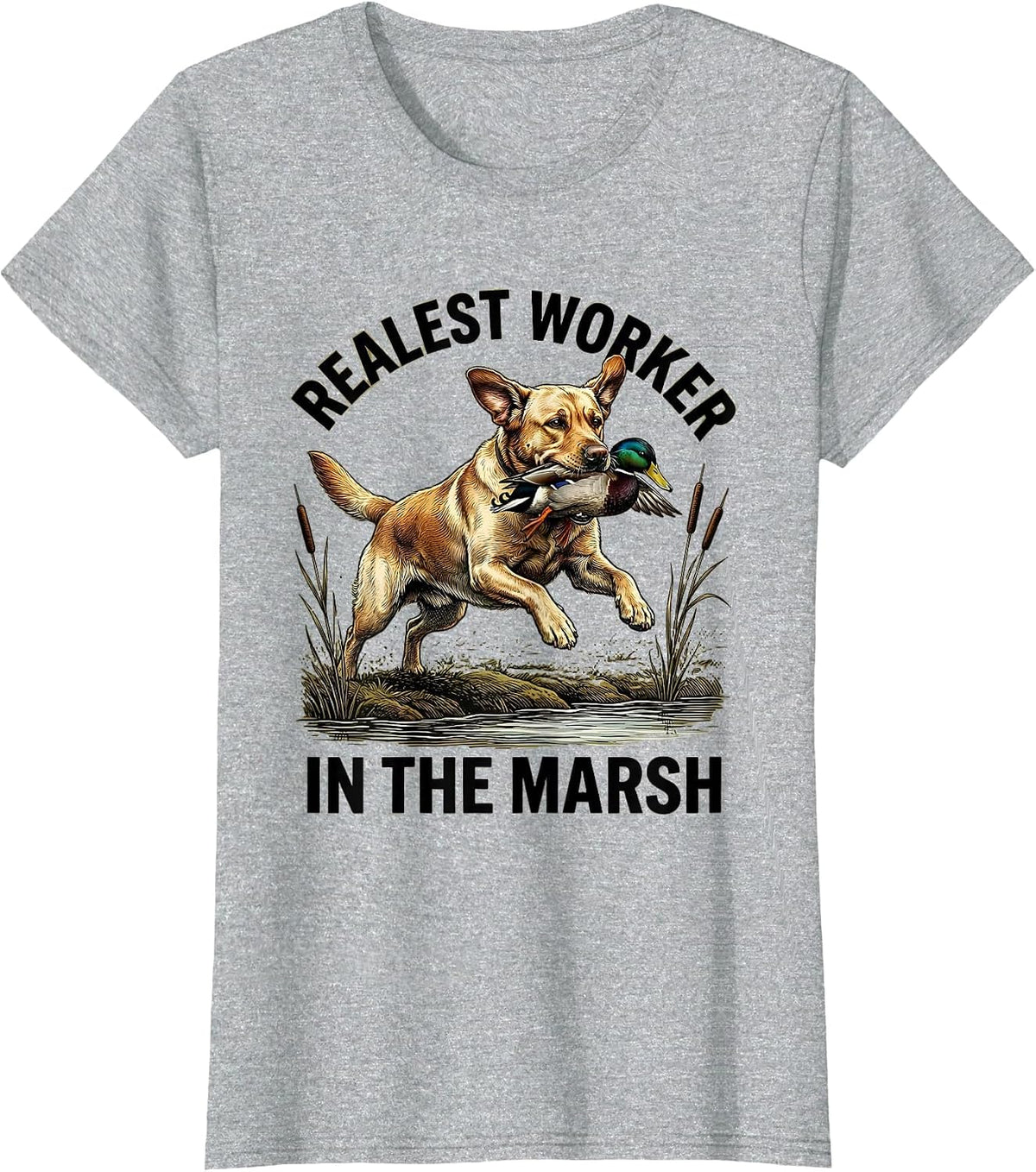Realest Worker In The Marsh Labrador Duck Hunting Heritage T-Shirt - Heather Grey
