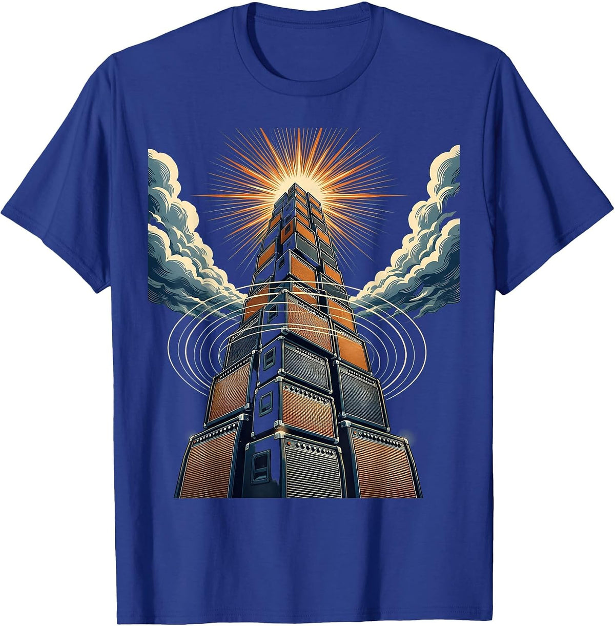 Amplifier Tower Storm Clouds Graphic T-Shirt - Royal Blue