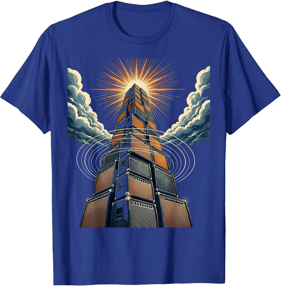 Amplifier Tower Storm Clouds Graphic T-Shirt - Royal Blue