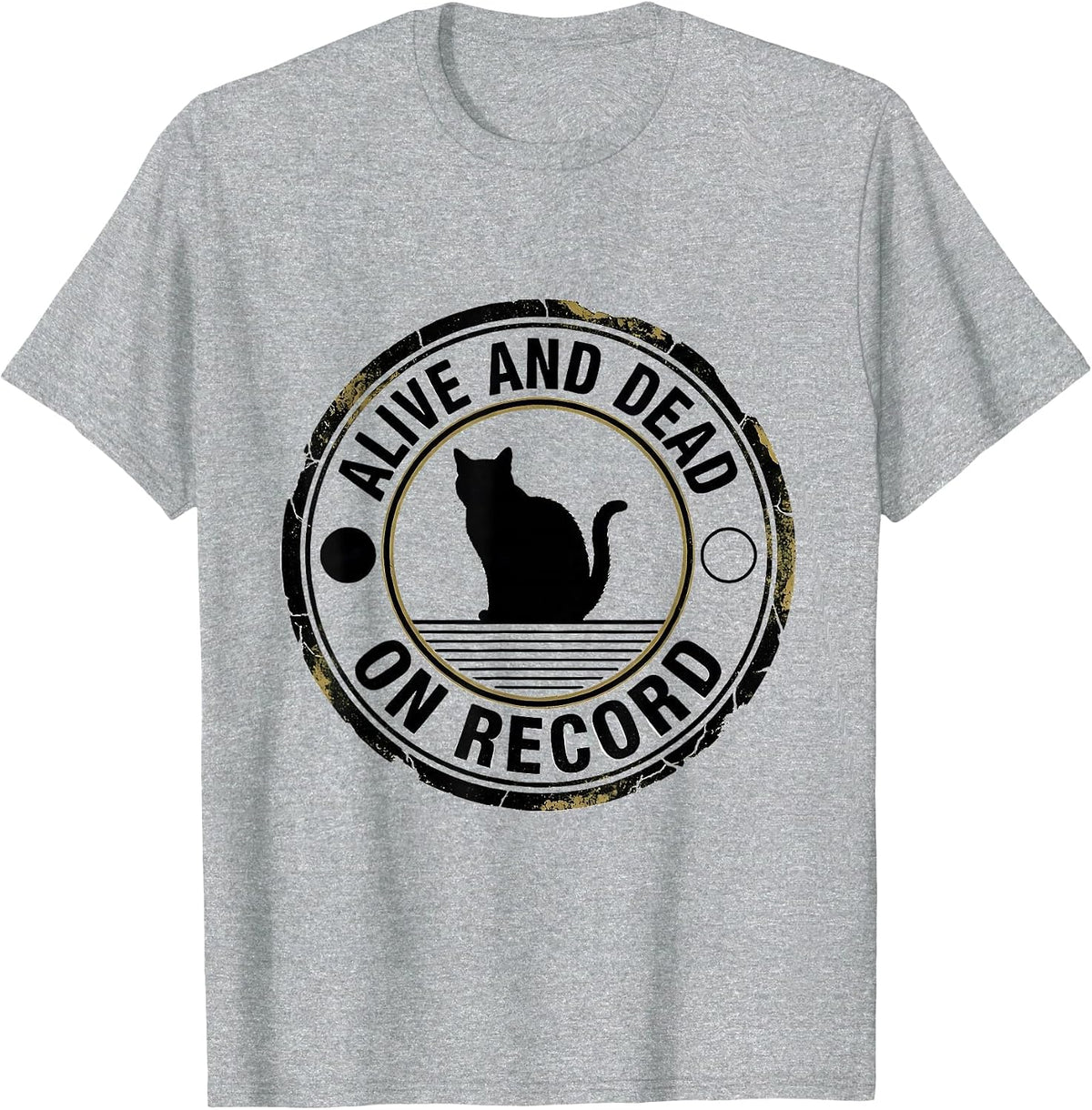 Men's Alive And Dead On Record Physics Nerd Humor Cat Lover T-Shirt - Heather Grey