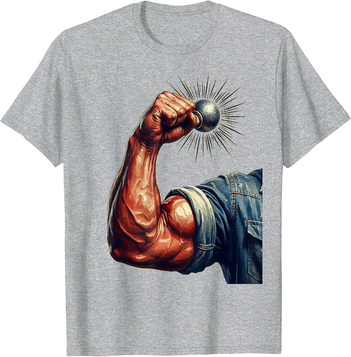 Men's Rosie the Riveter Bold Bicep Flex Graphic T-Shirt - Heather Grey