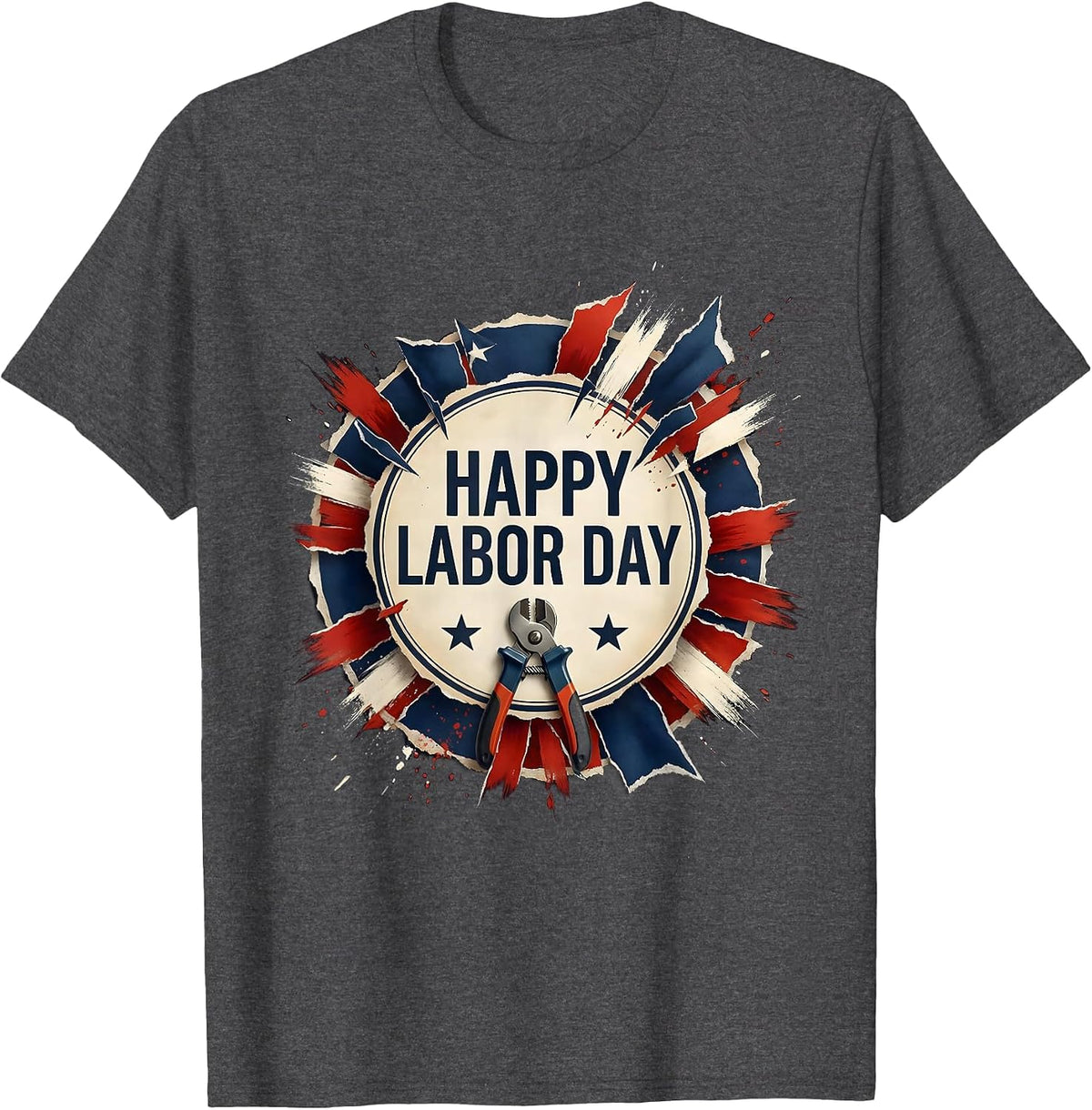 Happy Labor Day Patriotic Union Worker Pride Custom Style T-Shirt - Dark Heather Grey