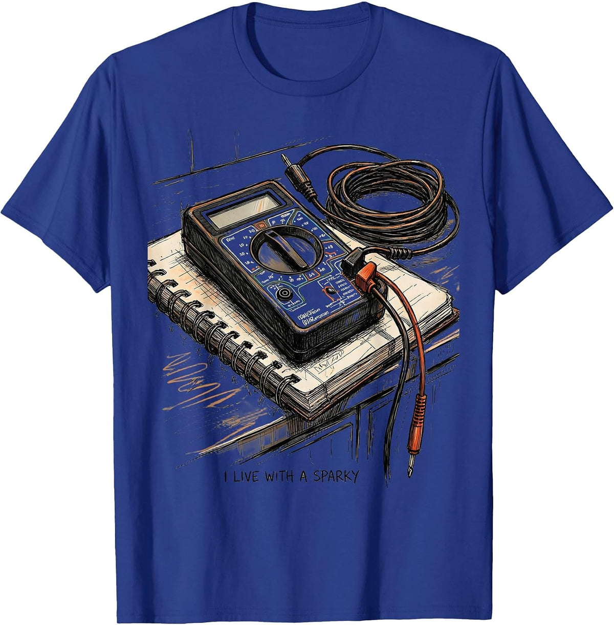 I Live With A Sparky Funny Machinist Electrician Trade Humor T-Shirt - Royal Blue