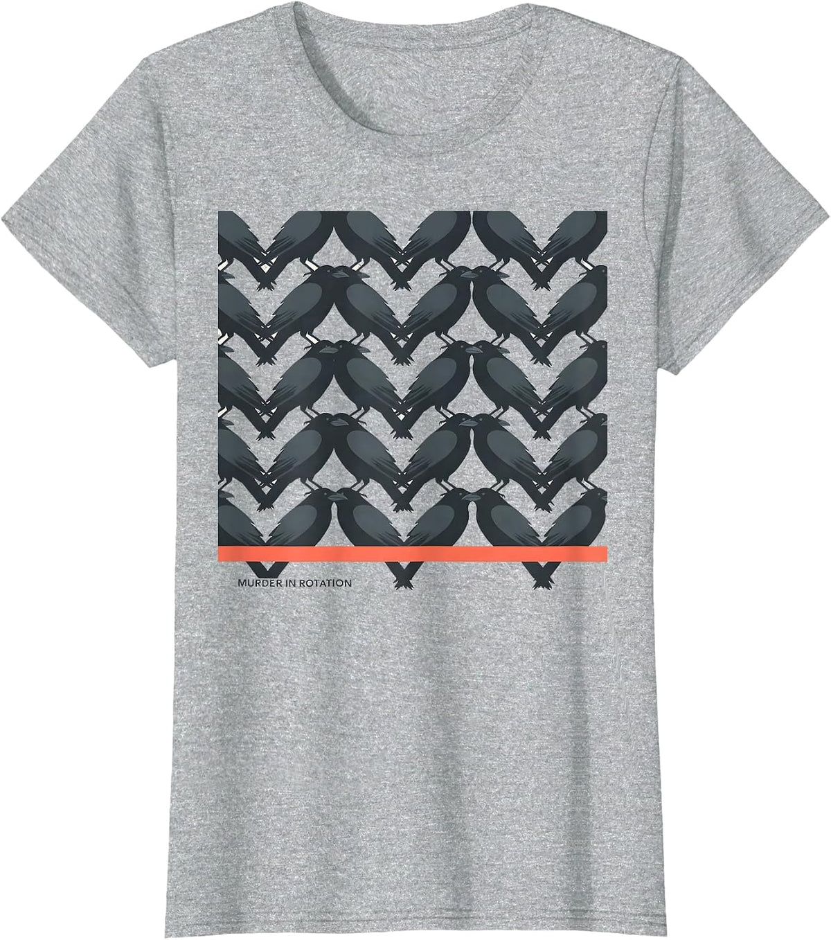 Women's Murder In Rotation Dark Humor Crow Raven Bird Lover Gift T-Shirt - Heather Grey