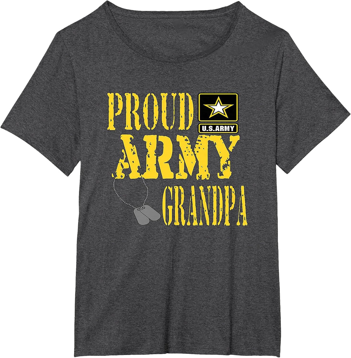 Proud Army Grandpa Shirt Military Pride T Shirt T-Shirt - Dark Heather Grey