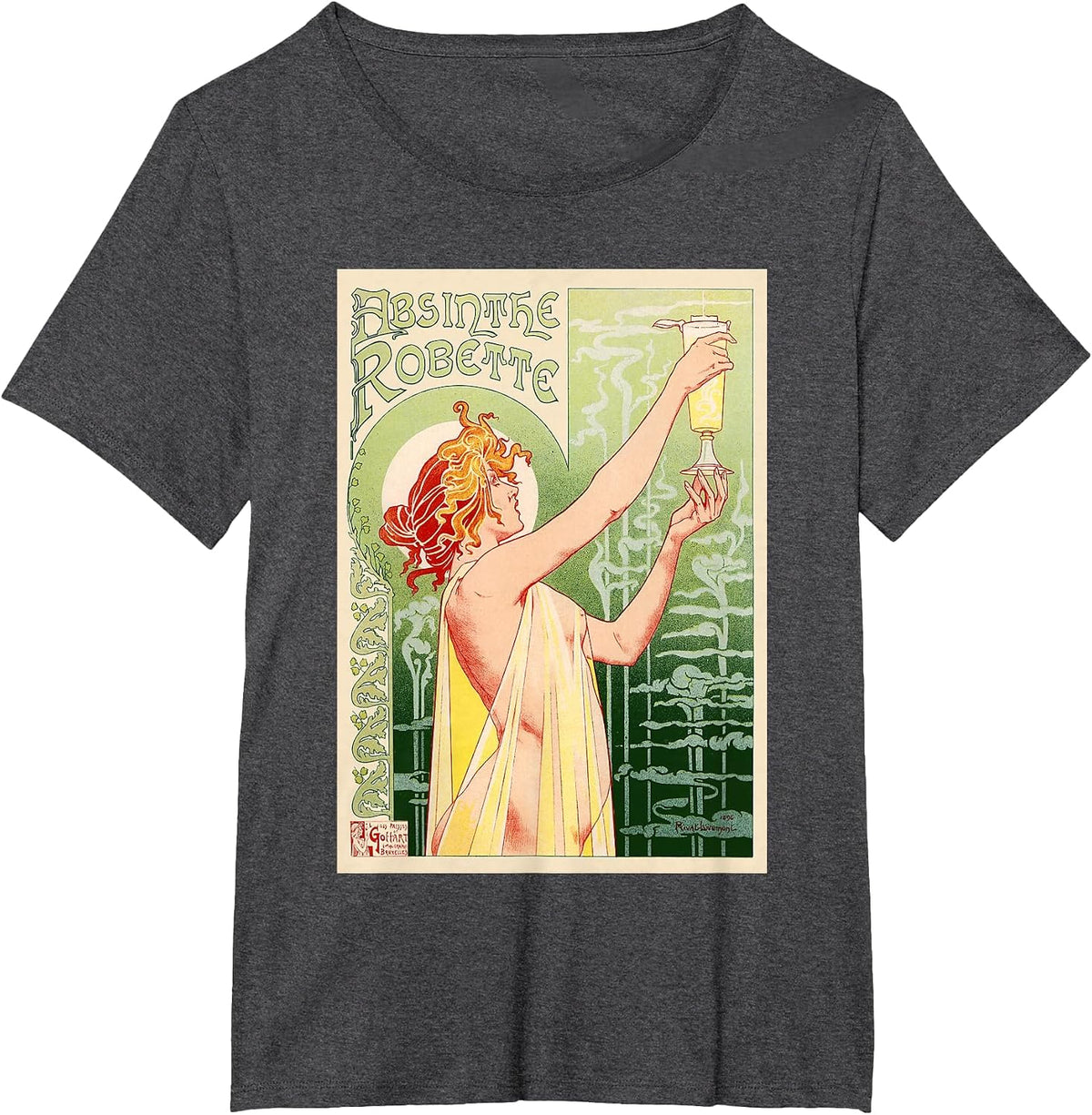 Vintage Absinthe Poster T-Shirt - Dark Heather Grey