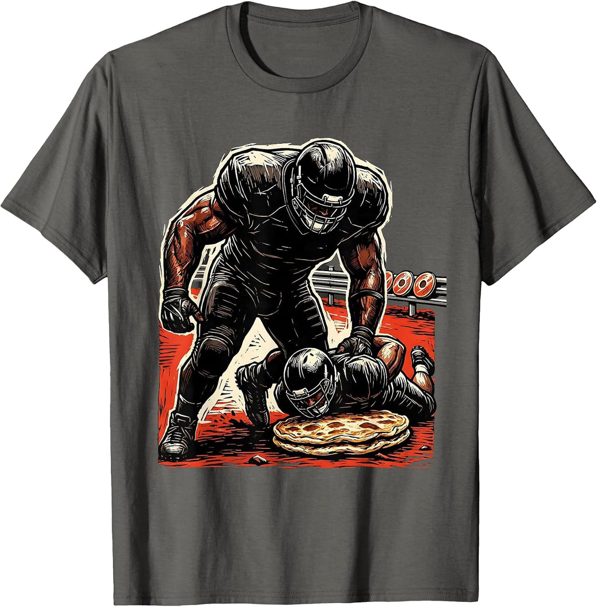 Offensive Lineman Pancake Drive Funny Football Player T-Shirt - Asphalt Grey