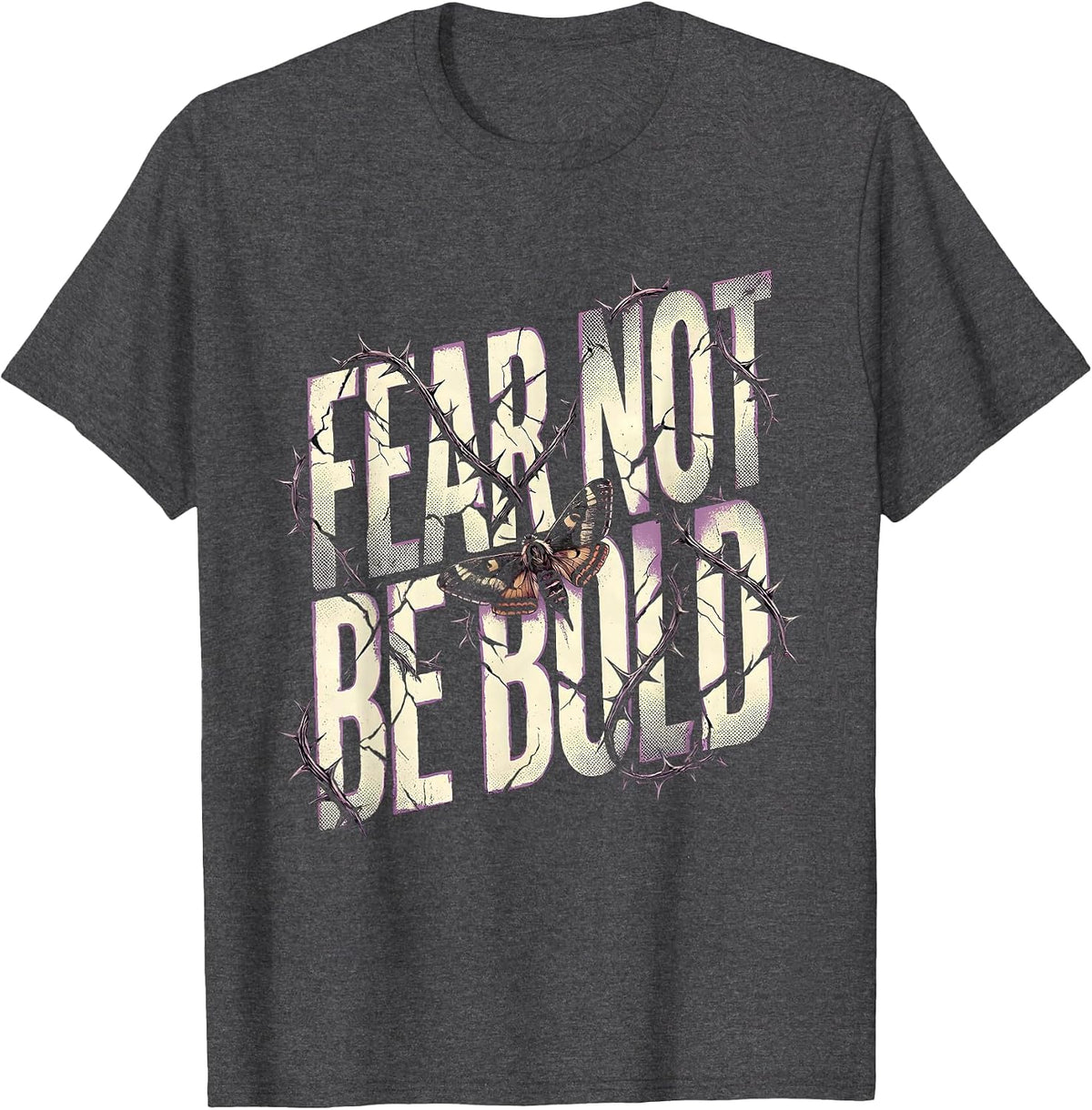Men's Fear Not Be Bold Faith Over Fear Graphic Design T-Shirt - Dark Heather Grey