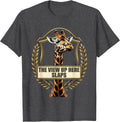 Men's The View Up Here Slaps Giraffe Design T-Shirt - Dark Heather Grey
