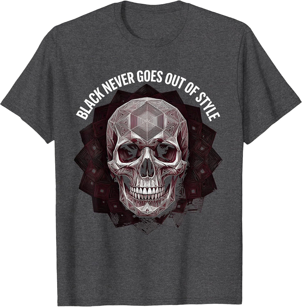 Black Never Goes Out of Style Goth Design T-Shirt - Dark Heather Grey