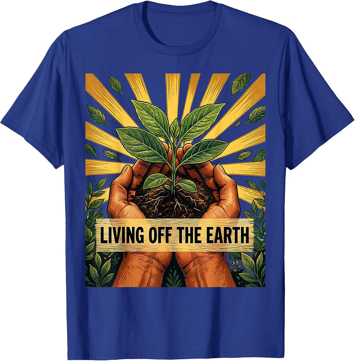 Men's Living Off The Earth Hippie Nature Design T-Shirt - Royal Blue