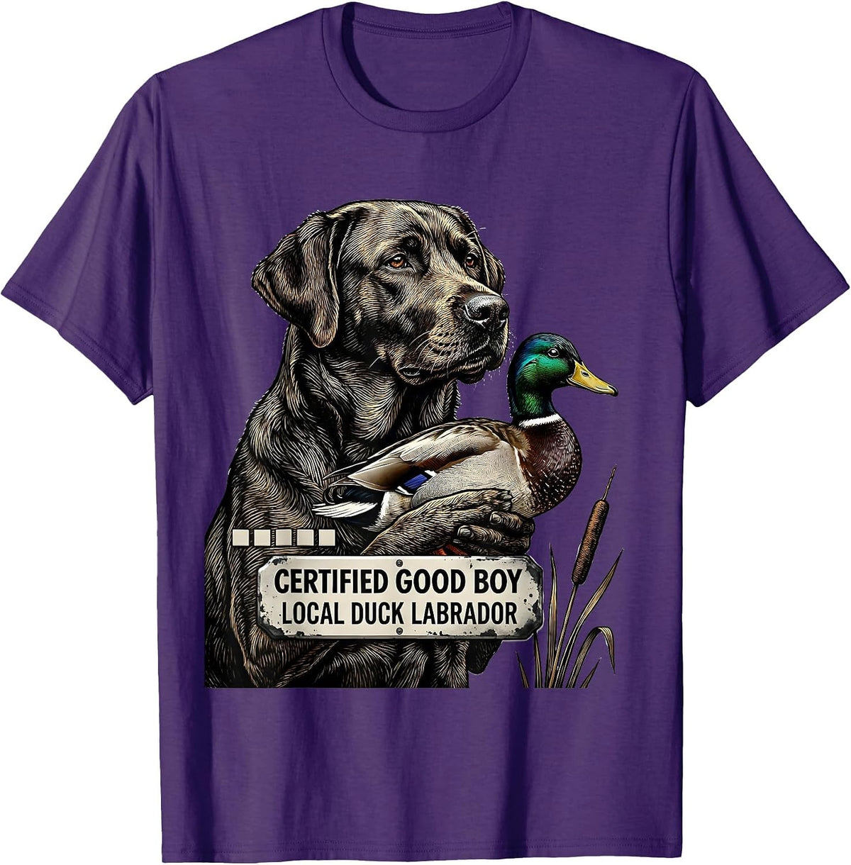 Men's Certified Good Boy, Local Duck Labrador Retriever T-Shirt - Purple