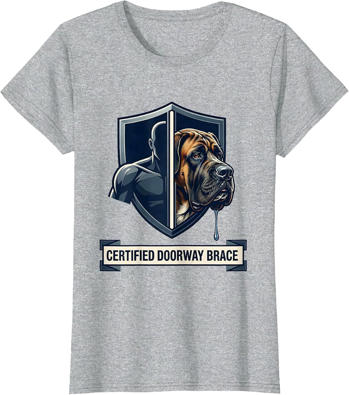 Certified Doorway Brace Funny Great Dane Dog Mom Dog Dad T-Shirt - Heather Grey