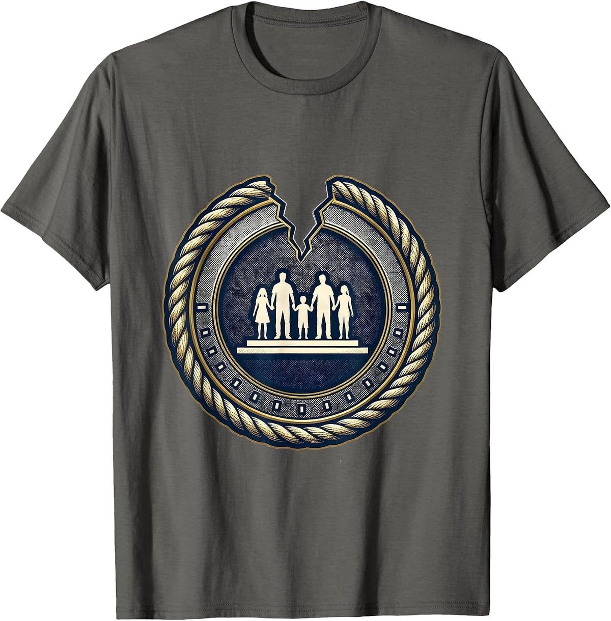 Family Matching Badge New Year Eve Keepsake T-Shirt - Asphalt Grey