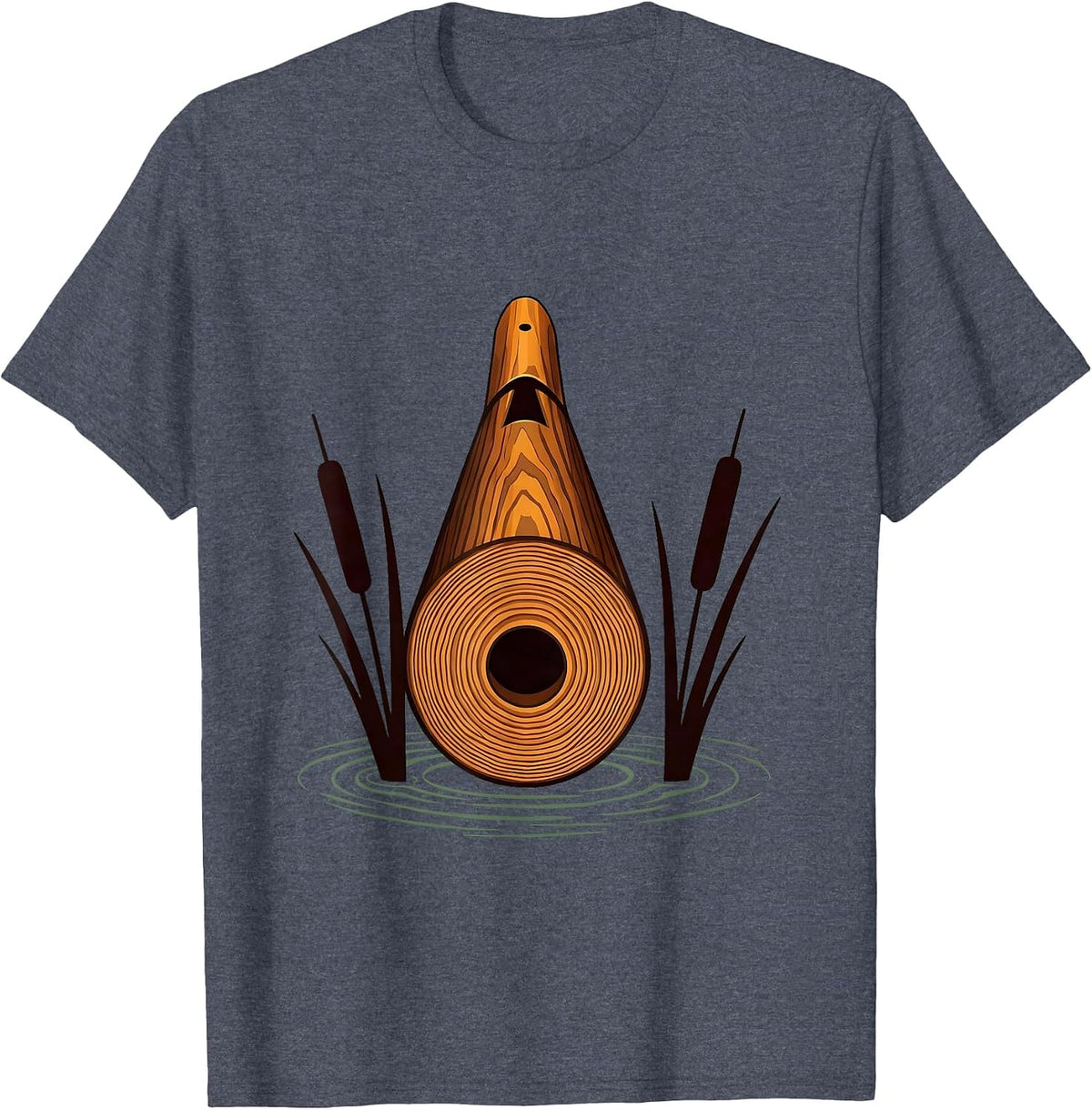 Duck Call Wood Carving Close-Up Camo Graphic T-Shirt - Heather Blue