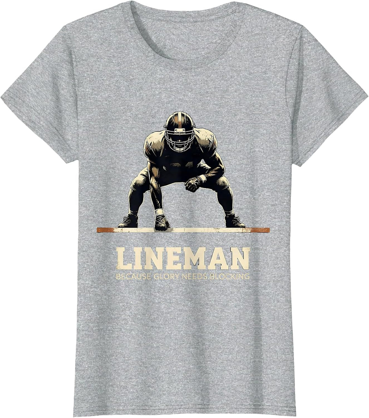 Women's Lineman Because Glory Needs Blocking Vintage Football T-Shirt - Heather Grey