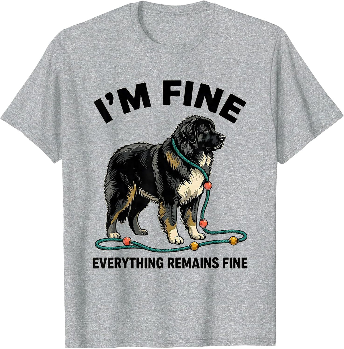 Men's I'm Fine Everything Remains Fine Great Pyrenees Christmas T-Shirt - Heather Grey