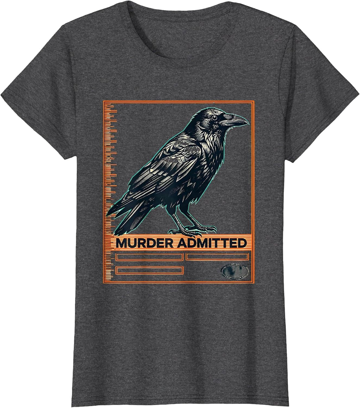 Women's Murder Admitted Gothic Raven Humor Crow Lover Literary Pun T-Shirt - Dark Heather Grey
