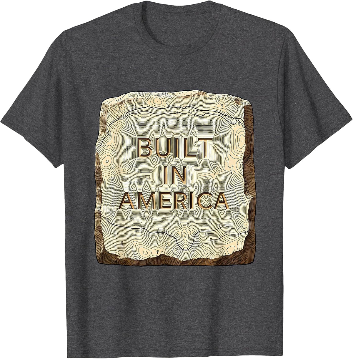 Men's Built in America Patriotic Graphic Design T-Shirt - Dark Heather Grey