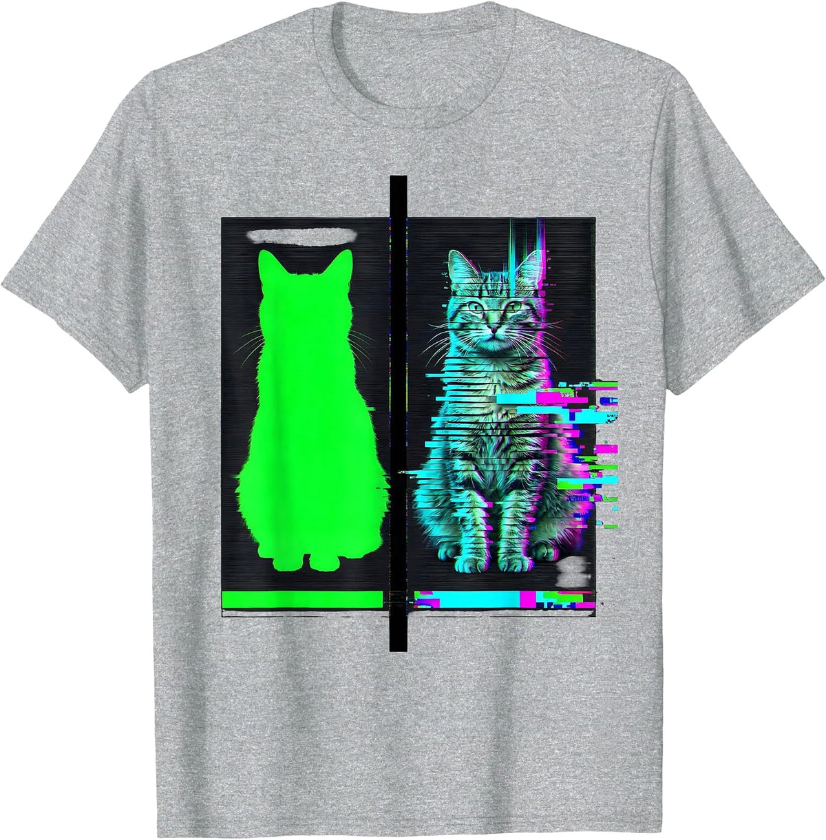 Men's Schrodingers Cat Glitch Humor Physics Nerd T-Shirt - Heather Grey