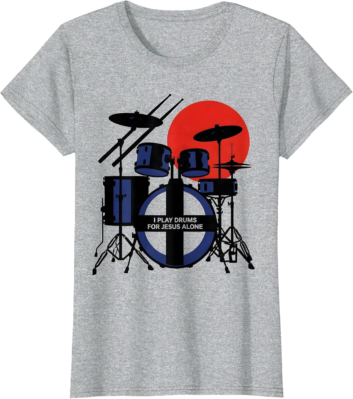 I Play Drums For Jesus Alone Bauhaus Modernist Christian T-Shirt - Heather Grey