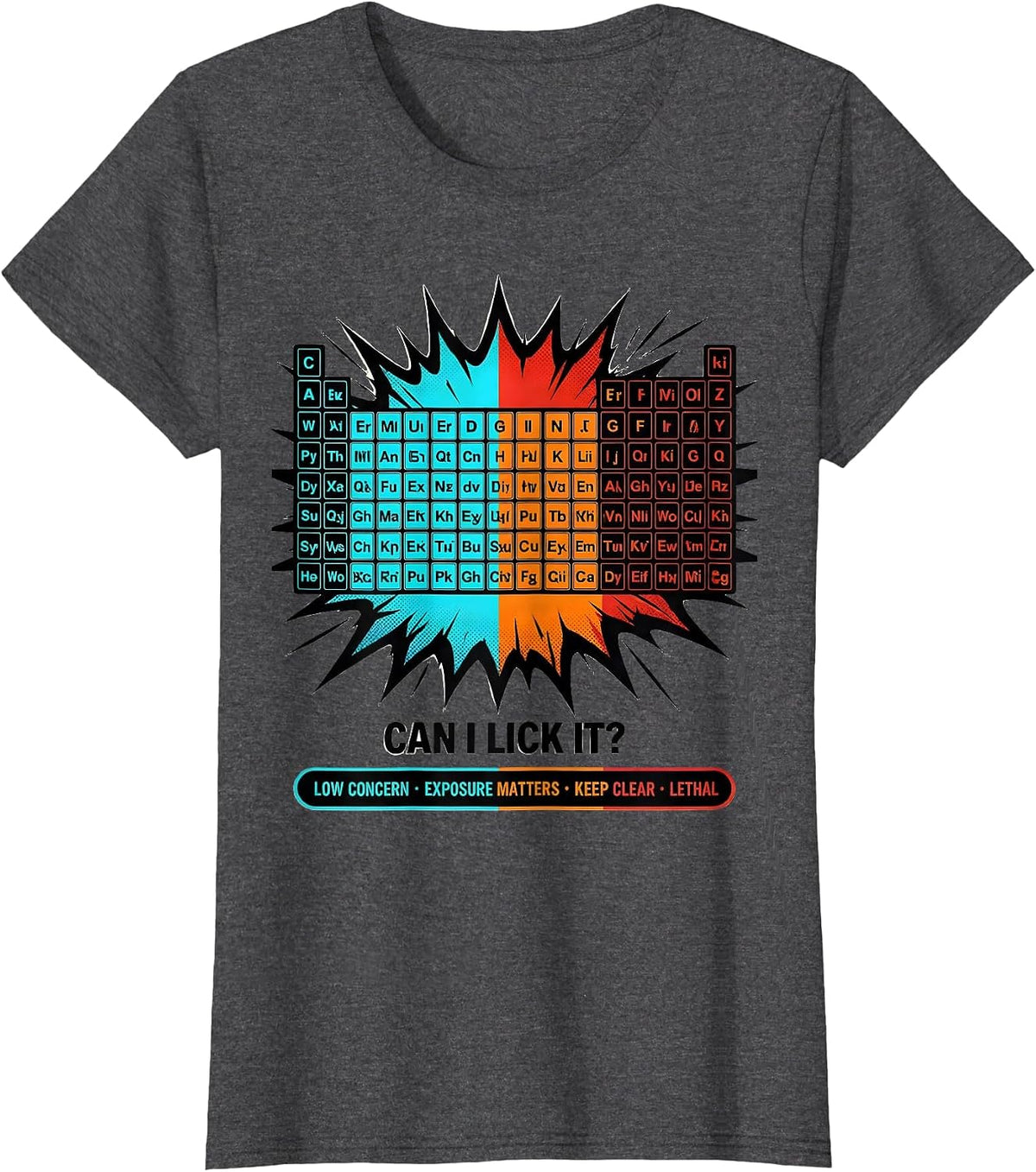 Women's Can I Lick It Periodic Table Funny Science Teacher T-Shirt - Dark Heather Grey