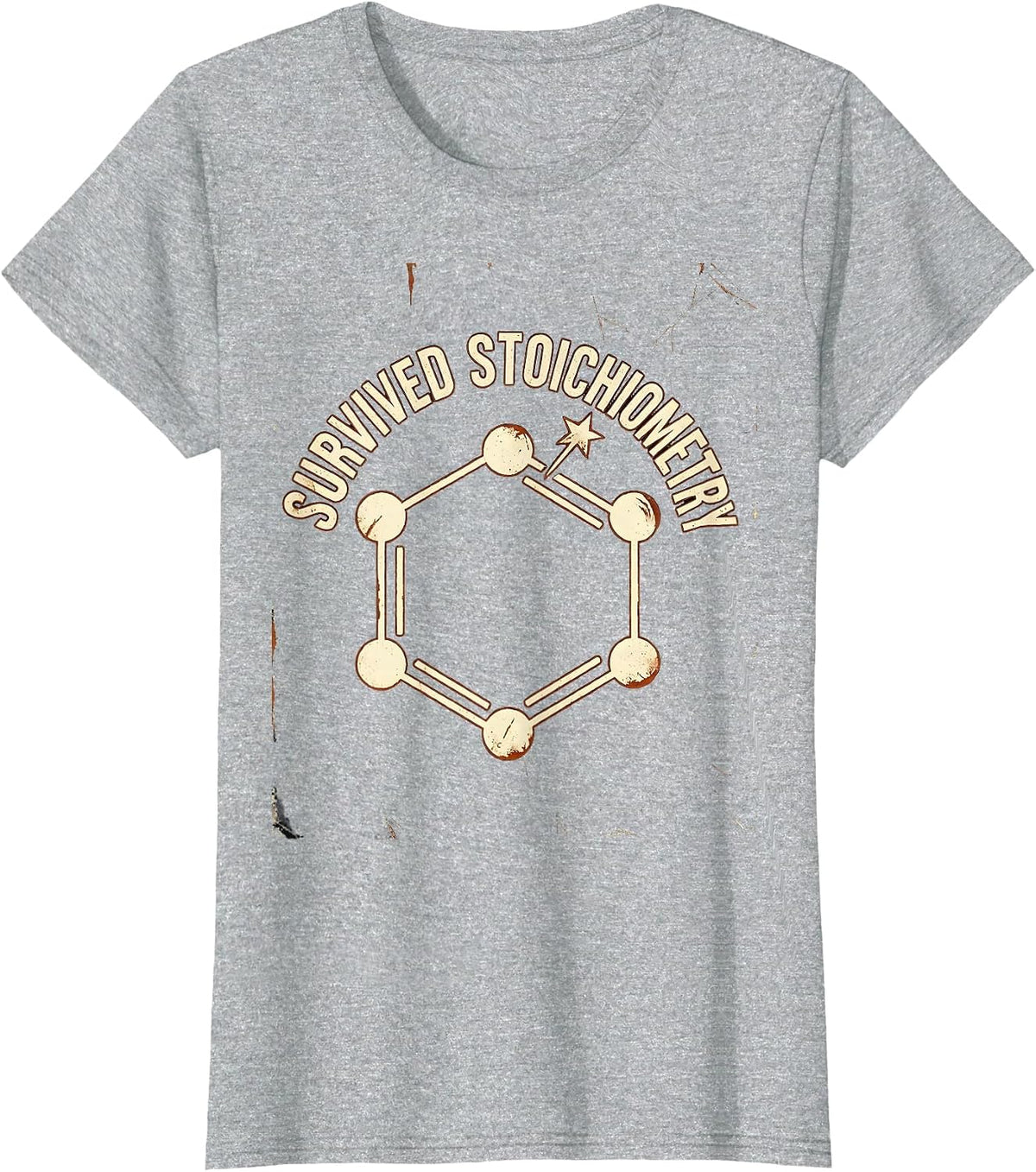 Survived Stoichiometry Distressed Science Humor Chemistry T-Shirt, Women, Heather Grey, XX-Large - As Pictured