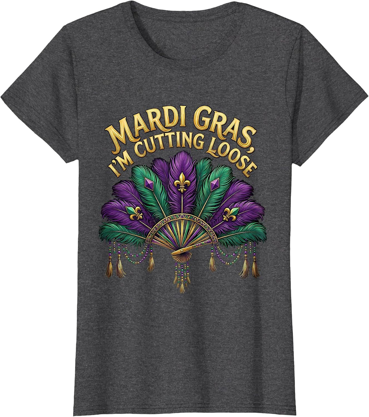 Women's Mardi Gras, I’m Cutting Loose Festive Carnival Party Humor T-Shirt - Dark Heather Grey