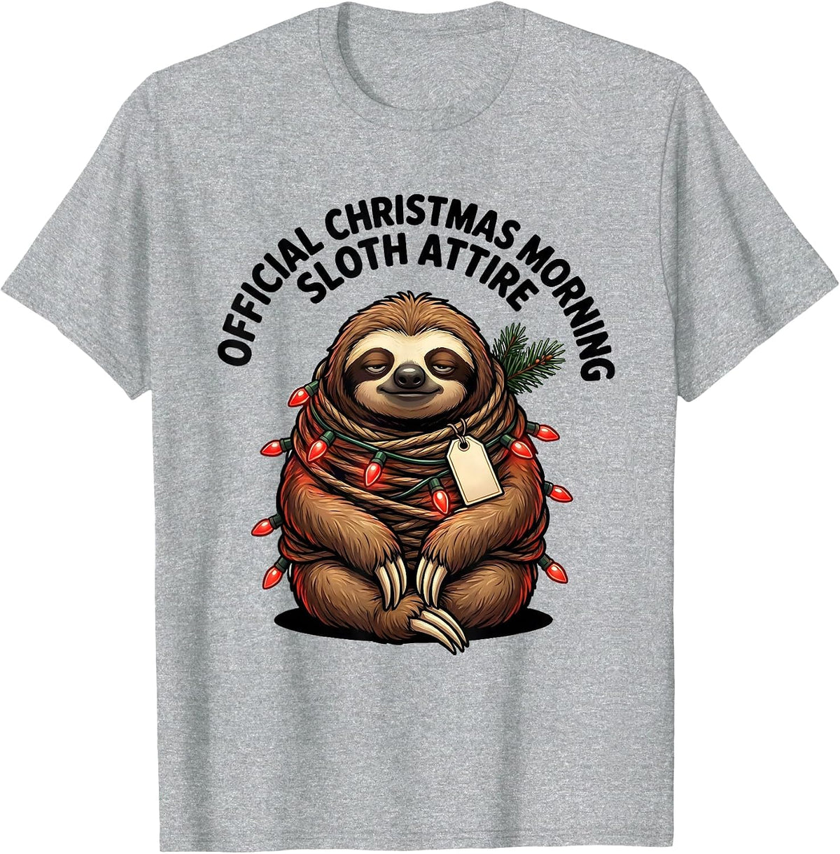 Men's Official Christmas Morning Sloth Attire Funny Sloth Lover T-Shirt - Heather Grey