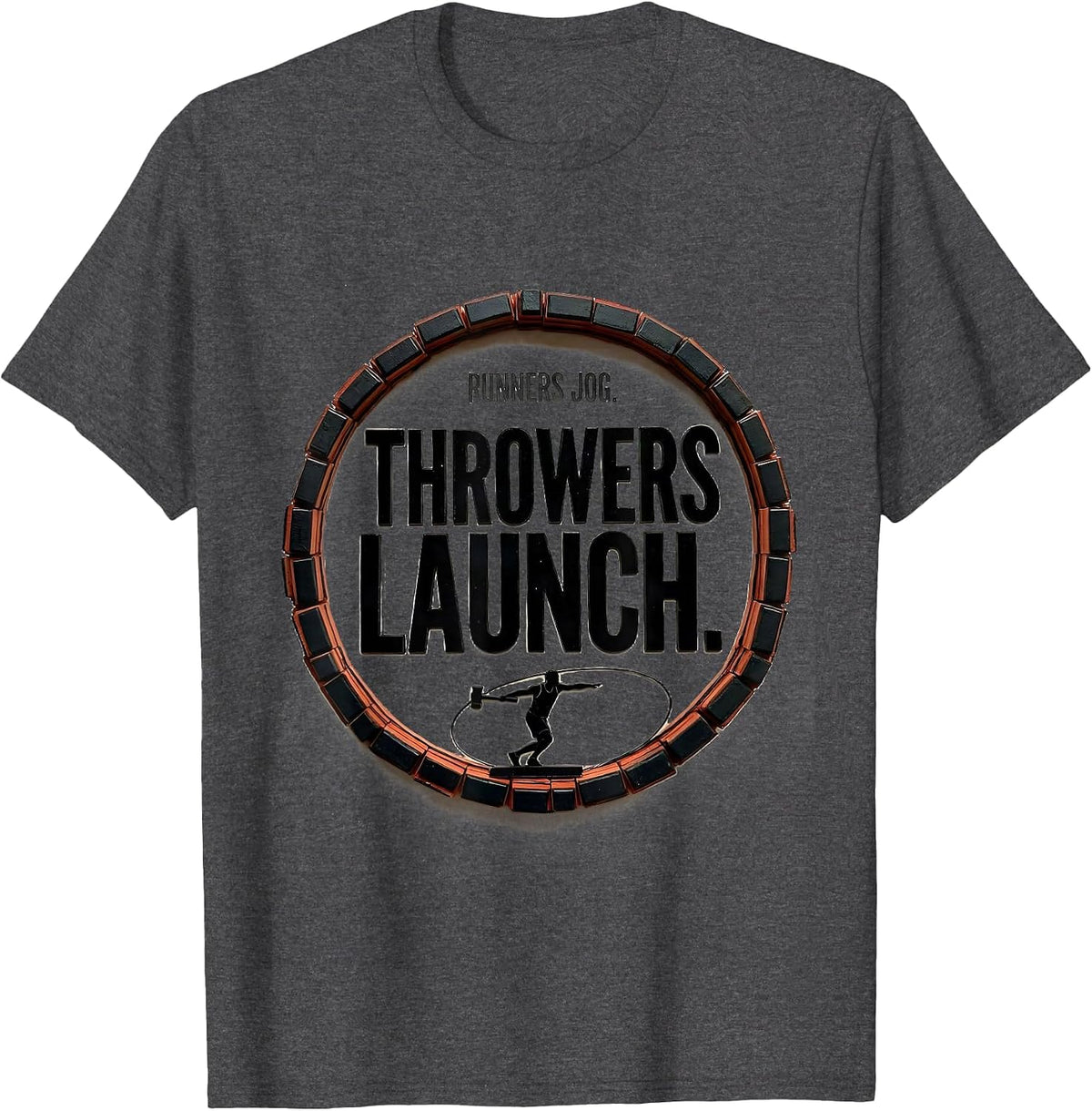 Runners Jog Throwers Launch Defiant Track And Field Throwers T-Shirt - Dark Heather Grey