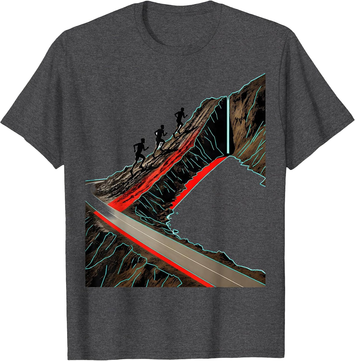 Men's Cross Country Runner Team Pride Track And Field T-Shirt - Dark Heather Grey