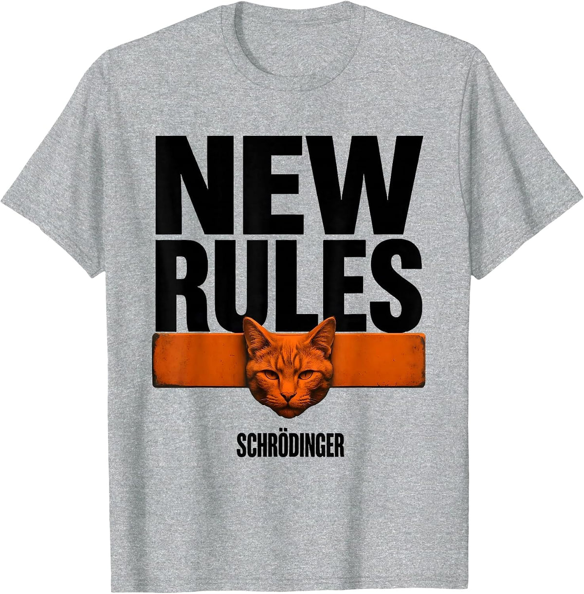 Men's New Rules Schrödinger Brutalist Quantum Physics Humor T-Shirt - Heather Grey