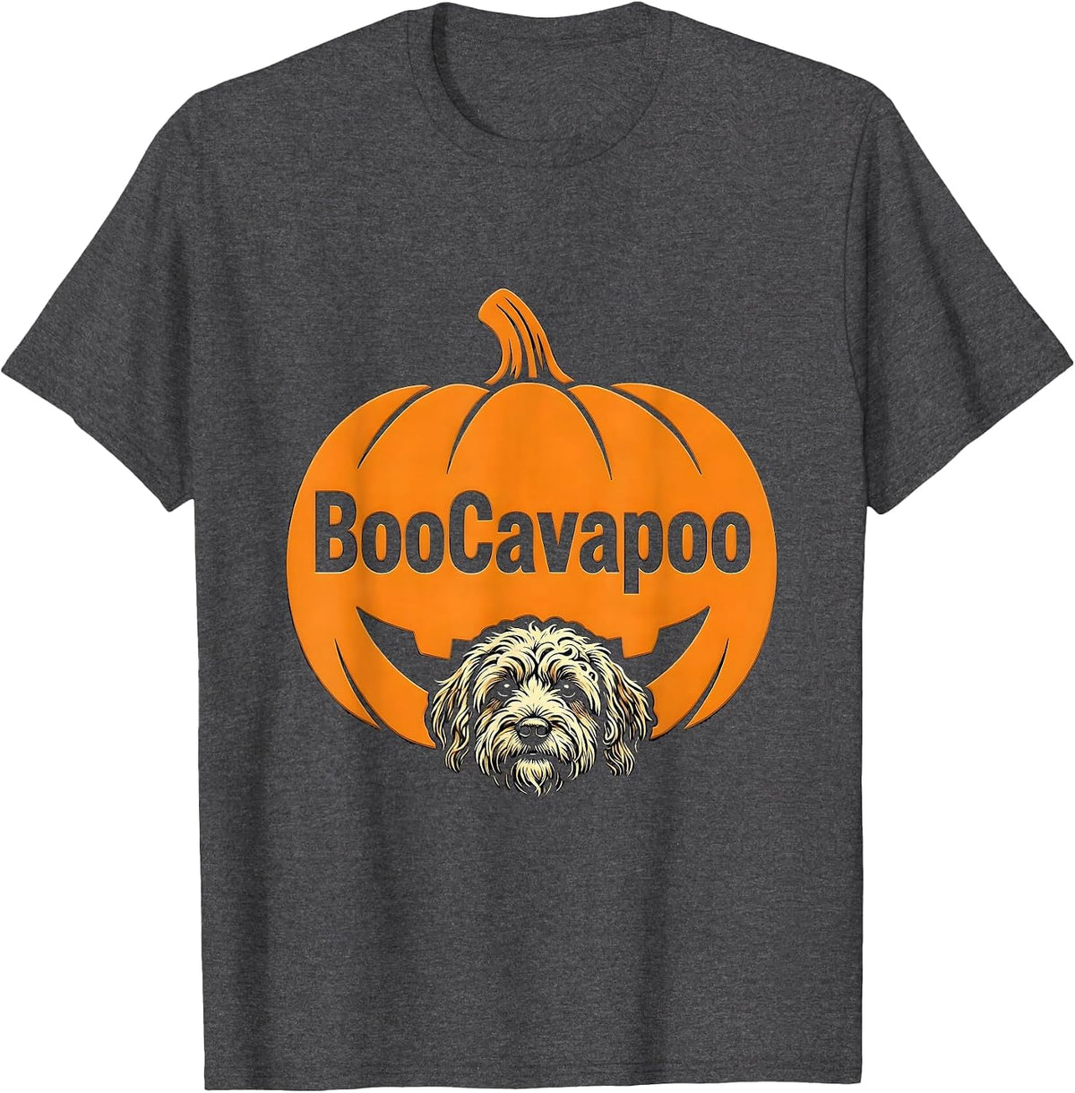 Men's BooCavapoo Funny Cavapoo Dog Halloween Costume Pet Lover T-Shirt - Dark Heather Grey
