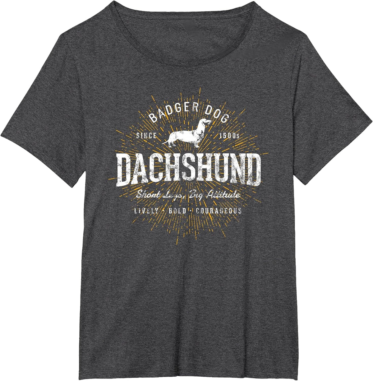 Vintage Dachshund Retro T-Shirt - Dark Heather Grey