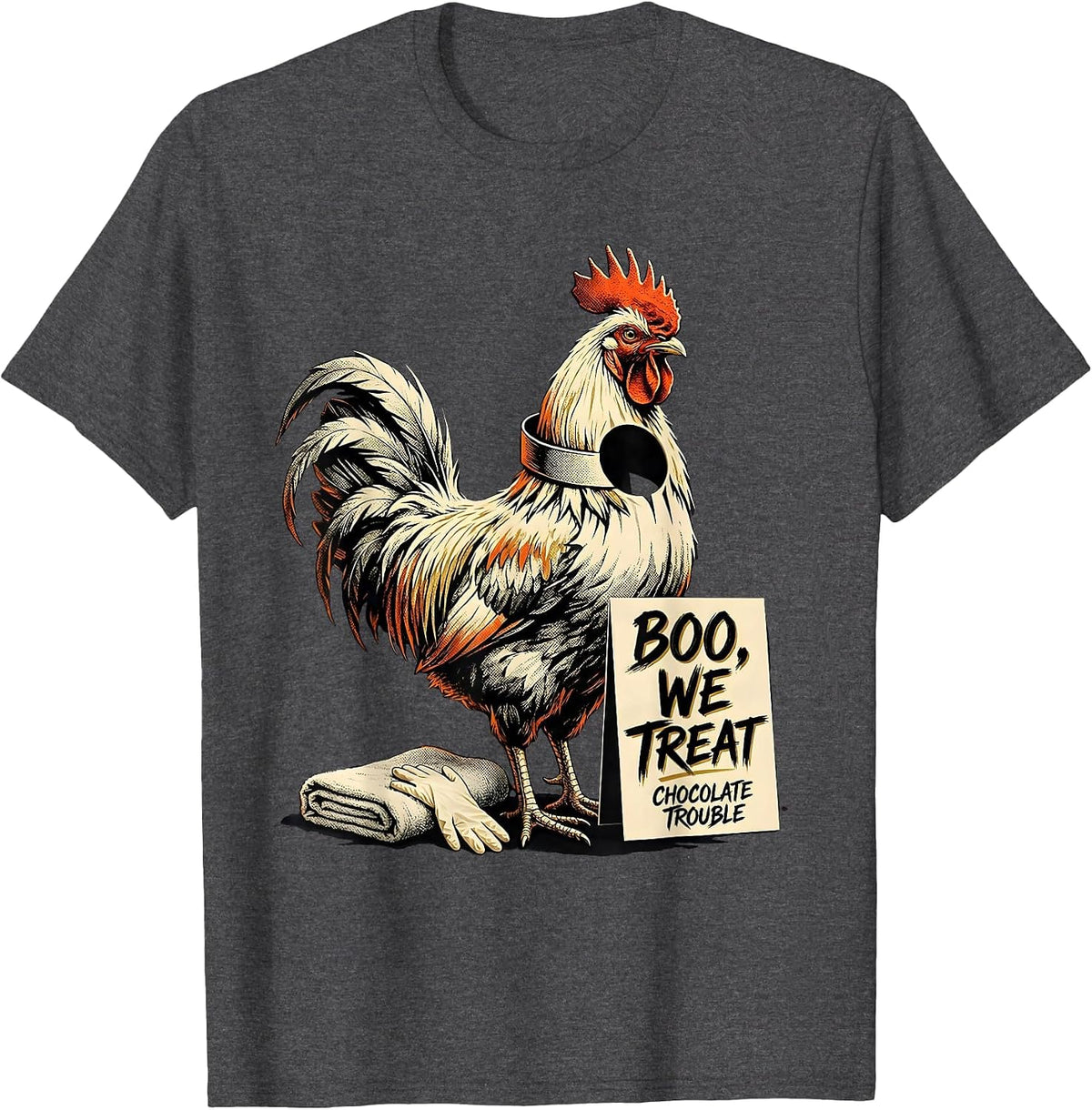 Men's Boo, We Treat Chocolate Trouble Funny Vet Tech Halloween T-Shirt - Dark Heather Grey