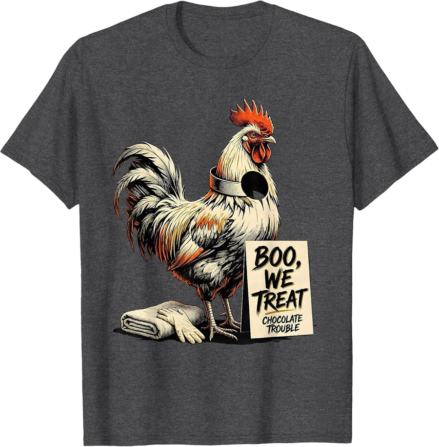 Men's Boo, We Treat Chocolate Trouble Funny Vet Tech Halloween T-Shirt - Dark Heather Grey