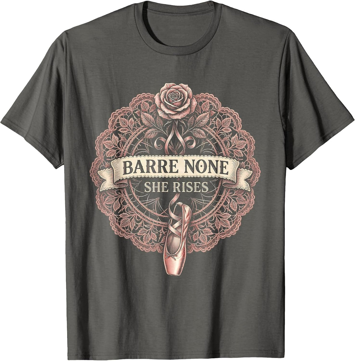 Men's Barre None She Rises Balletcore Dance Design T-Shirt - Asphalt Grey