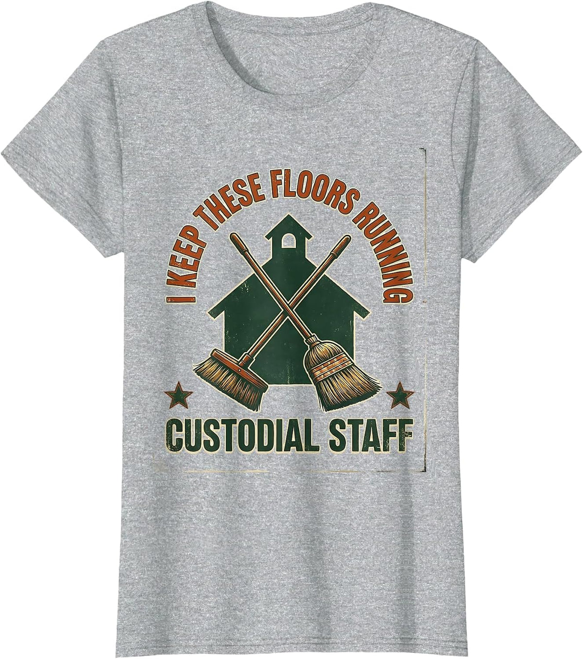 I Keep These Floors Running Vintage School Custodian T-Shirt - Heather Grey