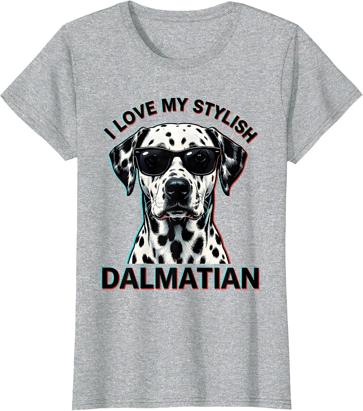 I Love My Stylish Dalmatian Pop Art Dog Owner Portrait T-Shirt - Heather Grey