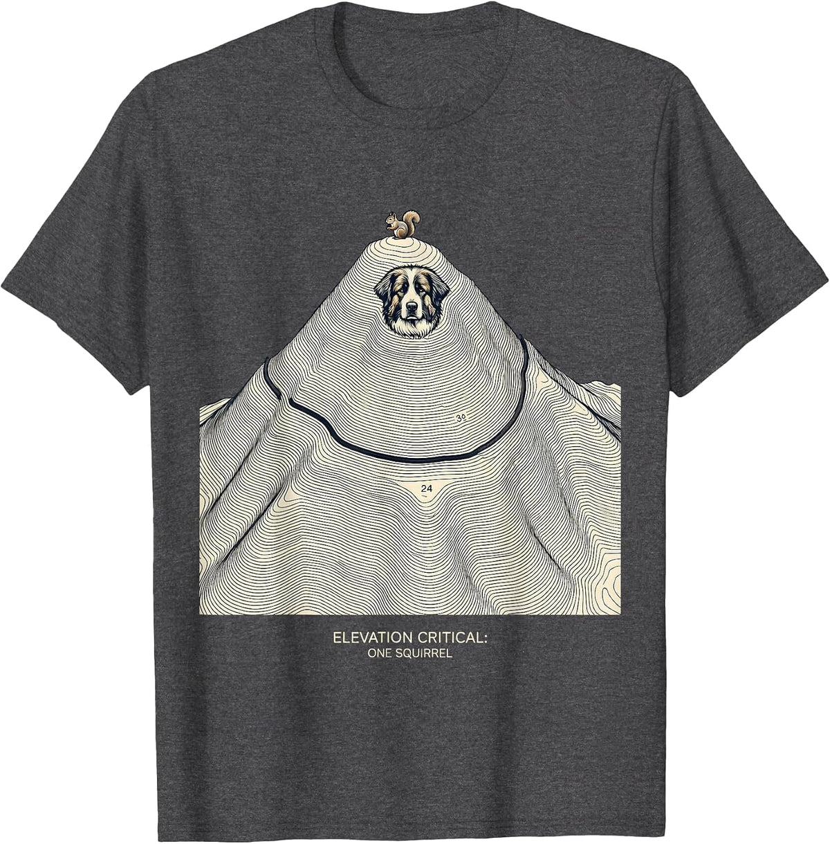 Men's Elevation Critical: One Squirrel Great Pyrenees Dog Owner T-Shirt - Dark Heather Grey