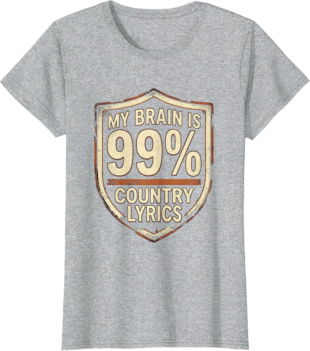Women's My Brain Is 99 Percent Country Lyrics Funny Music Lover T-Shirt - Heather Grey