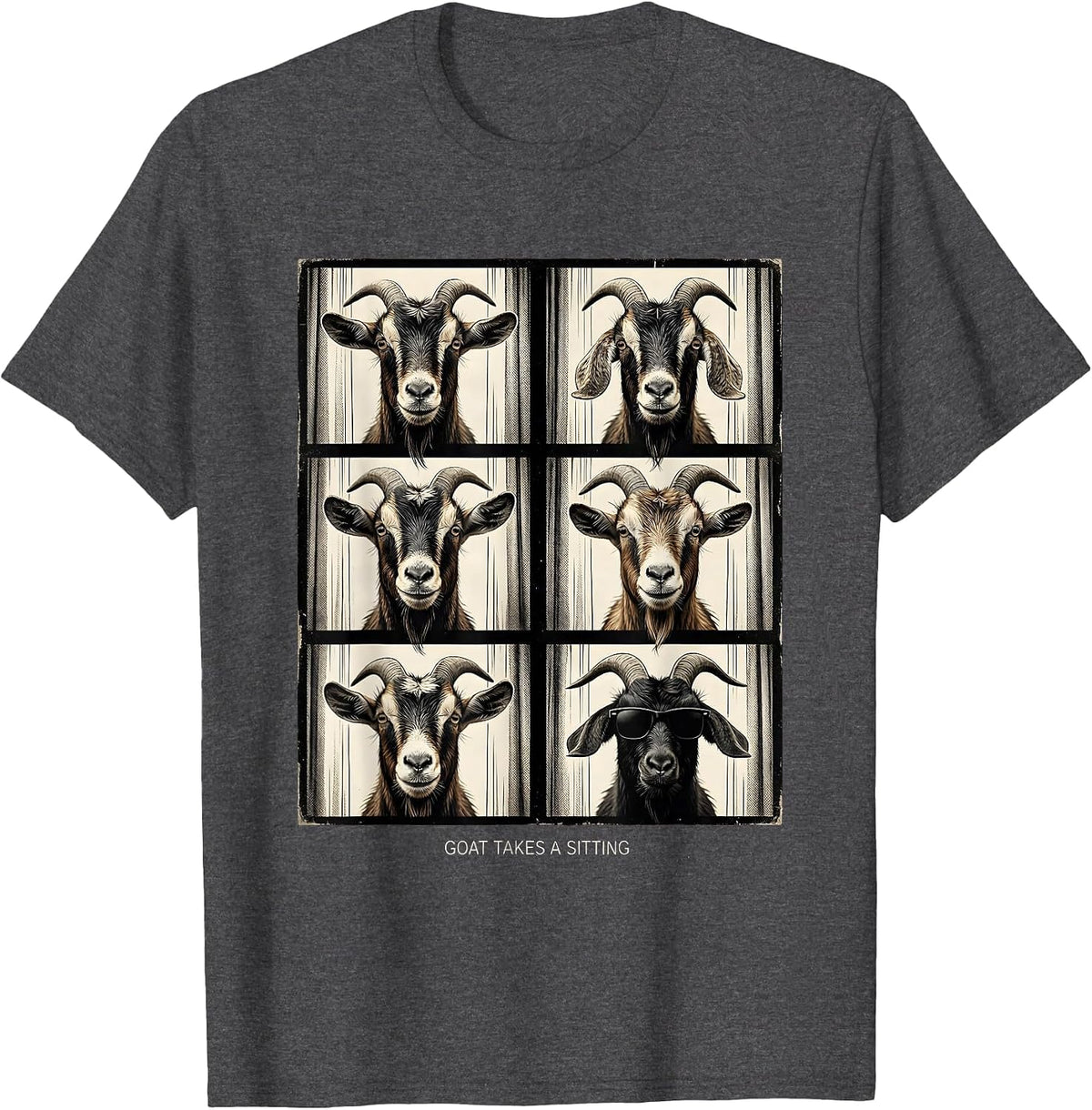 Goat Takes A Sitting Vintage Funny Goat Lover Animal T-Shirt - Dark Heather Grey