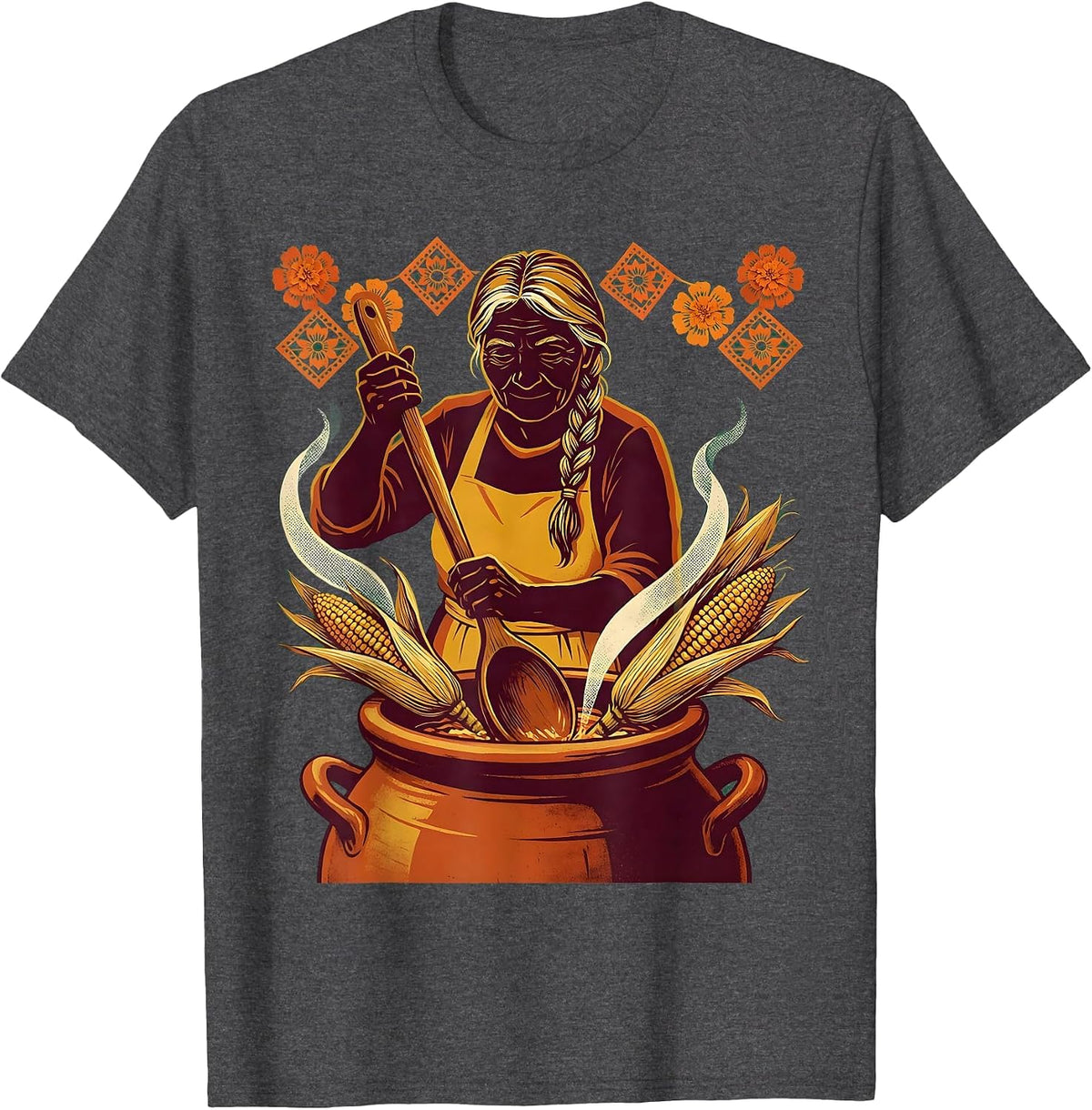 Abuela Tamales Hispanic Heritage Month Graphic T-Shirt - Dark Heather Grey