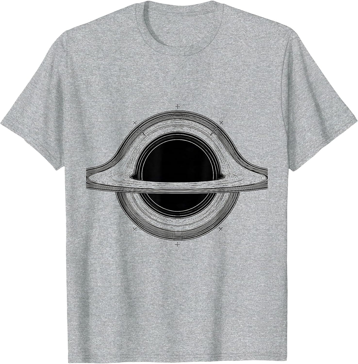 Men's Black Hole Horizon Line Art Astrophysics Science Enthusiast T-Shirt - Heather Grey