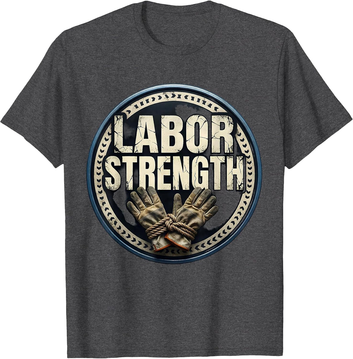 Men's Labor Strength Distressed Union Worker Solidarity Pride T-Shirt - Dark Heather Grey